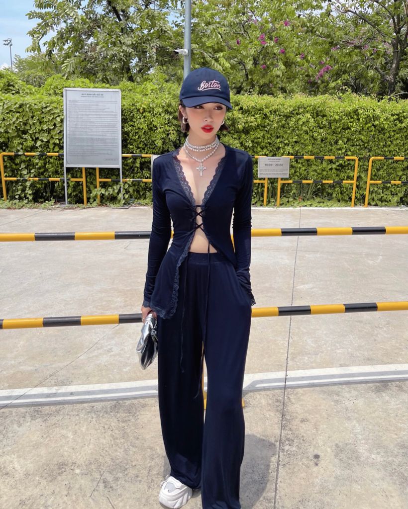  S718 SET ÁO XANH ĐEN  + QUẦN S707 