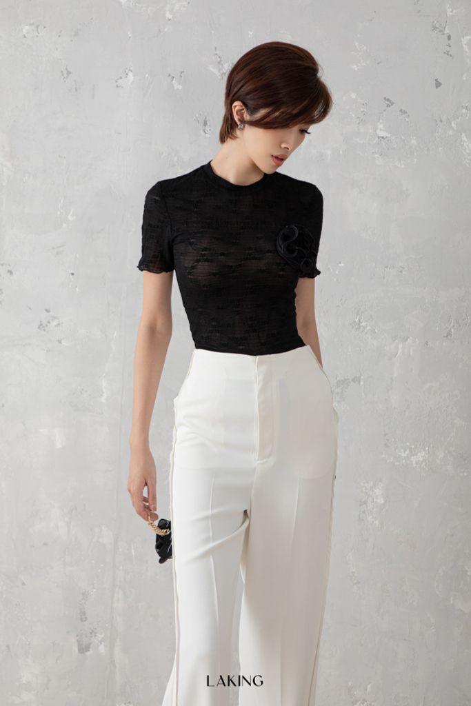  BLACK FLOWER LACE TOP - ÁO ĐEN TN REN A9386 