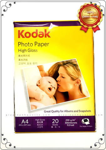 Giấy In Ảnh Chính hãng KODAK - Siêu Mịn  Siêu Bóng- 230gsm - High Glossy