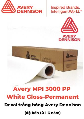 Decal trắng bóng 1 -3 năm  - Avery MPI3000 PP white gloss Permanent