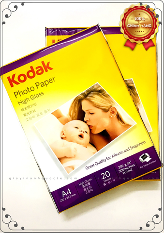 Giấy In Ảnh Chính hãng KODAK - Siêu Mịn  Siêu Bóng- 230gsm - High Glossy