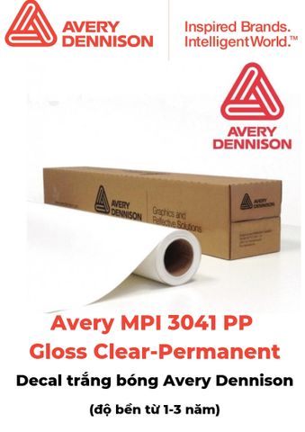 Decal trắng trong 1 -3 năm  - Avery MPI3041 PP gloss clear Permanent