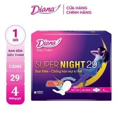 Băng Vệ Sinh Diana Siêu Thấm ban đêm Supernight 29cm - 4 Miếng