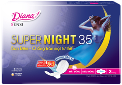 Băng Vệ Sinh Diana Siêu Thấm ban đêm Supernight 35cm - 3 Miếng