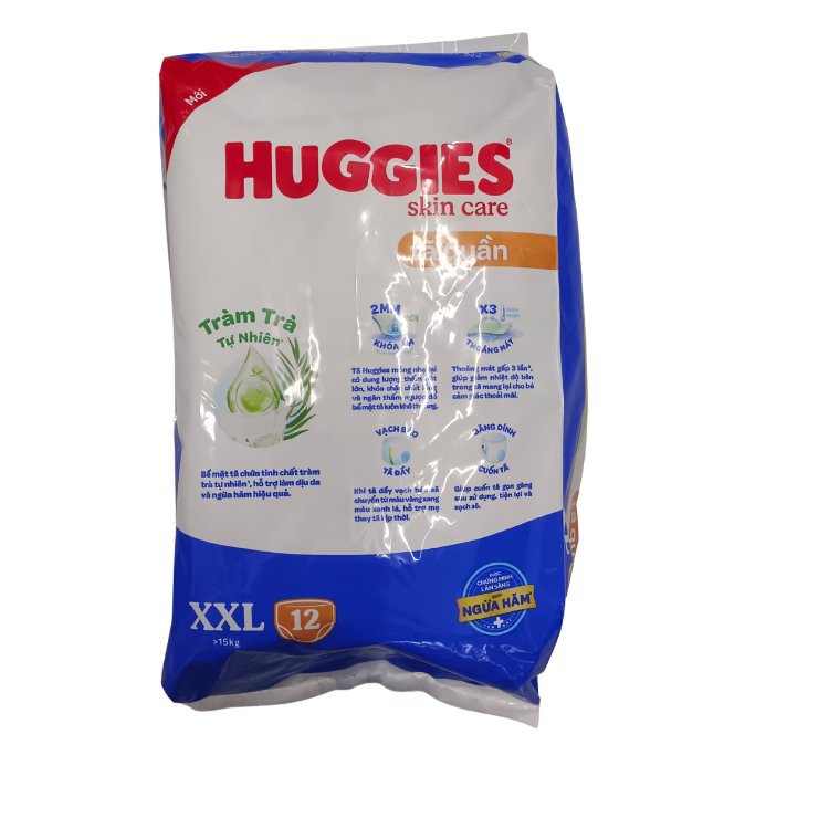 Tã quần Huggies Skin Care cỡ XXL 12 miếng (> 15kg)