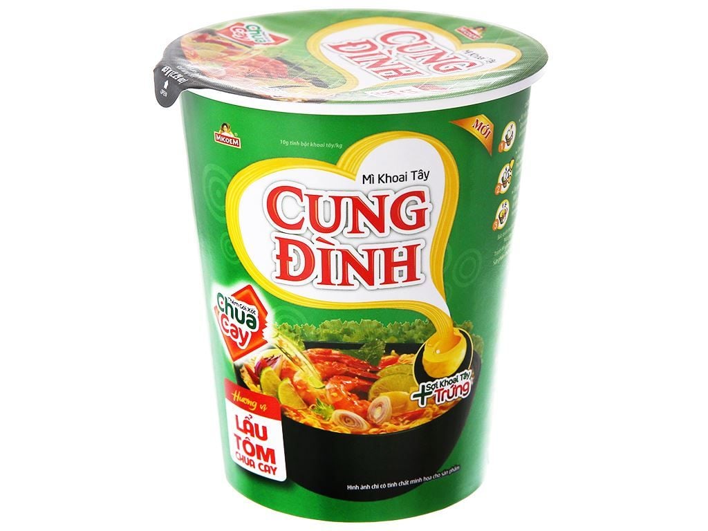 Mì Cung Đình hương vị Lẩu Tôm Chua Cay Thùng 24 Ly (71g/Ly)