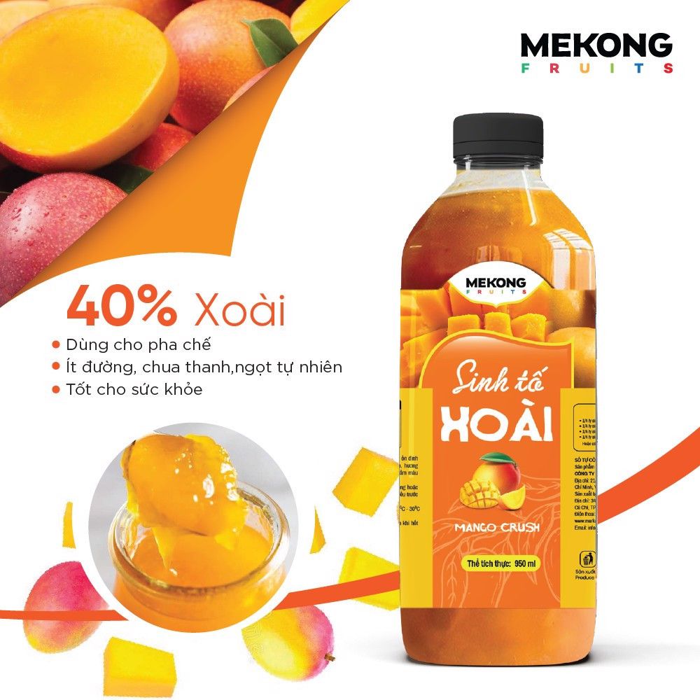 Sinh tố trái cây vị Xoài (950ML) Mekong Fruits