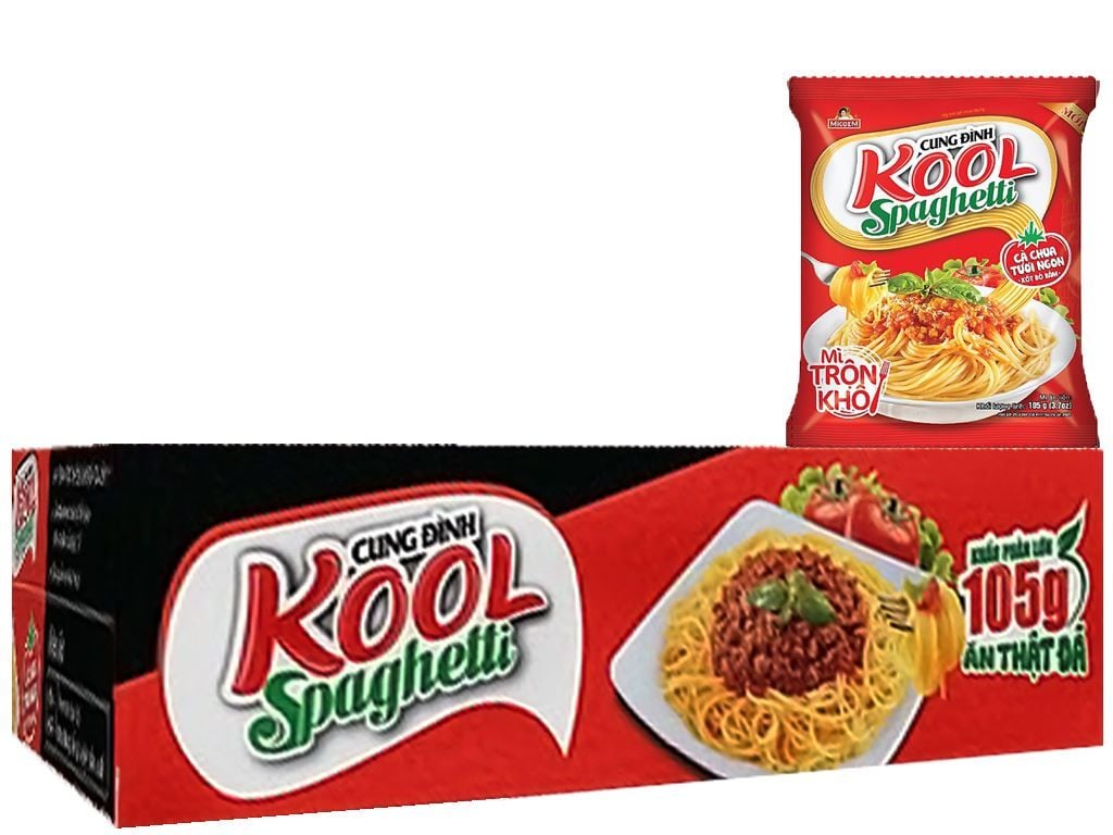 Mì Trộn Cung Đình Kool Sốt Spaghetti Hương Vị Thịt Bò Bằm Và Cà Chua 105g Thùng 30 gói