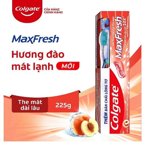 Kem đánh răng Colgate MaxFresh Hương Đào Mát Lạnh 225g tặng Bàn chải