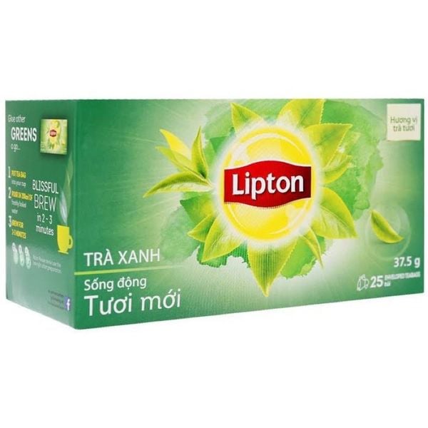 Trà túi lọc LIPTON Trà xanh sống động tươi mới hộp 25 gói x 1,5g