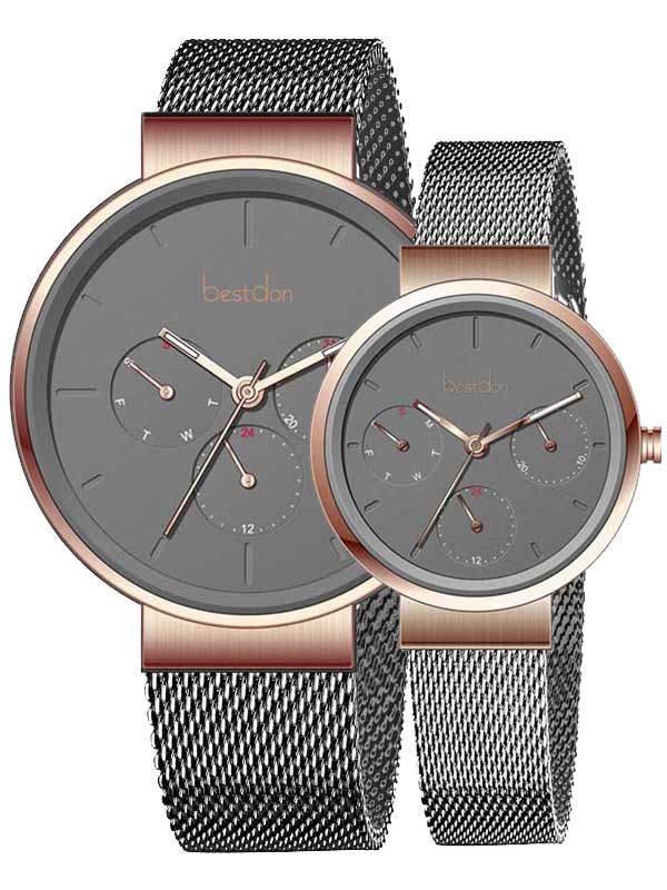  ĐỒNG HỒ BESTDON BD99152G-B04 + BD99152L-B04 Nam, Nữ Máy Quartz ( pin ) Kính sapphire 3ATM 
