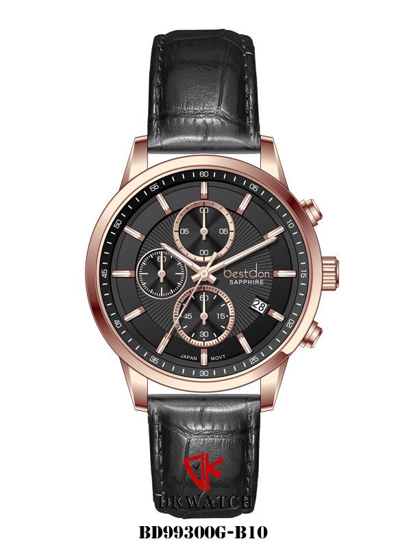  ĐỒNG HỒ BESTDON BD99300G-B10 Nam Máy quartz Dây da Kính sapphire 3ATM 