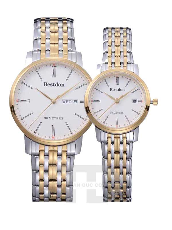  ĐỒNG HỒ BESTDON BD9990GVGS + BD9990LVGS Nam, Nữ Quartz ( pin ) Kính Sapphire 3ATM 