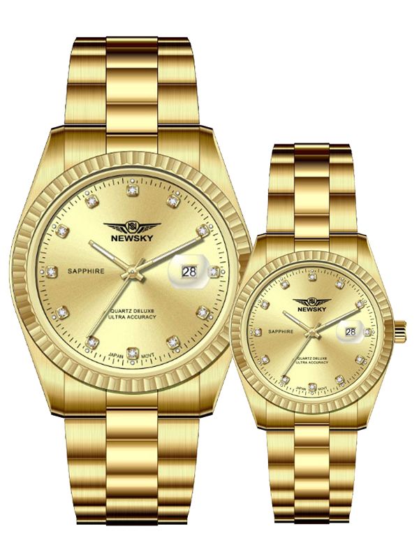  ĐỒNG HỒ NS5020GL.S05 Nam+Nữ dây Thép không gỉ kính Sapphire Máy Nhật 