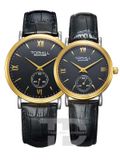 ĐỒNG HỒ TOPHILL TA021G.PB2197 + TA021L.PB2197 Nam+Nữ dây da máy Quartz kính Sapphire 3ATM