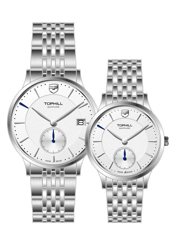  ĐỒNG HỒ TOPHILL TA051G.S1652 & TA051L.S1652 Cặp Máy quartz(pin) Kính sapphire 5ATM 