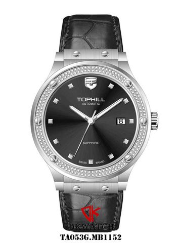 ĐỒNG HỒ TOPHILL TA053G.MB1152 Nam, dây da, vỏ Thép 316L, máy Automatic, kính Sapphire, chịu nước 5ATM