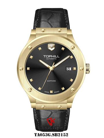 ĐỒNG HỒ TOPHILL TA053G.SB2152 Nam, dây da, vỏ Thép 316L, máy Automatic, kính Sapphire, chịu nước 5ATM