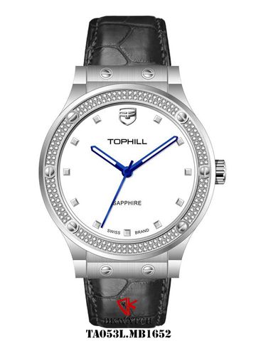 ĐỒNG HỒ TOPHILL TA053L.MB1652 Nữ, dây da, vỏ Thép 316L, máy Quartz, kính Sapphire, chịu nước 5ATM