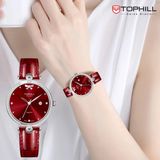 ĐỒNG HỒ TOPHILL TE063L.MR1757 Nữ Máy quartz(pin) Dây da Kính sapphire 5ATM