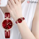 ĐỒNG HỒ TOPHILL TE063L.MR3757 Nữ Máy quartz(pin) Dây da Kính sapphire 5ATM
