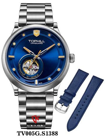 ĐỒNG HỒ TOPHILL TV005G.S1388 Nam dây Thép 316L máy Automatic kính Sapphire Size 43mm 5ATM