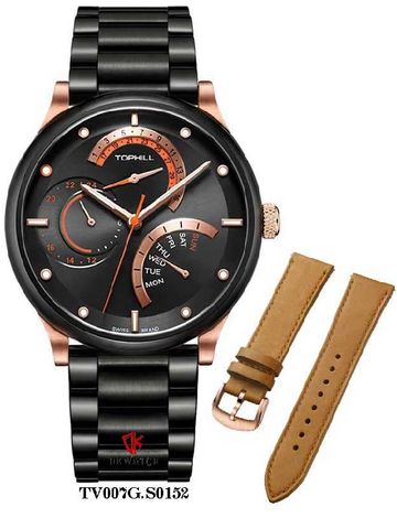 ĐỒNG HỒ TOPHILL TV007G.S0152 Nam dây thép 316L máy Automatic kính Sapphire Size 43mm 5ATM