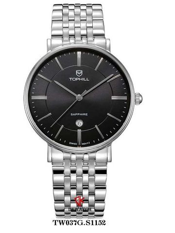 ĐỒNG HỒ TOPHILL TW037G.S1152 Nam Dây Thép 316L Máy Quartz Kính Sapphire Size 40mm 3ATM