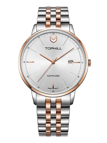 TOPHILL TW065G.S7257 Nam, dây và vỏ Thép 316L, máy Quartz, kính Sapphire, chịu nước 5ATM