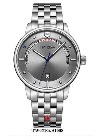 ĐỒNG HỒ TOPHILL TW071G.S1088 Nam, dây và vỏ Thép 316L, máy Automatic, kính Sapphire, chịu nước 5ATM