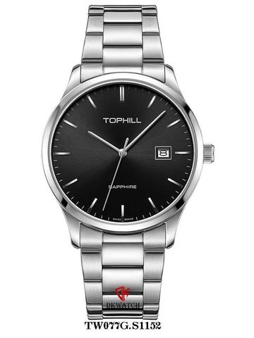 ĐỒNG HỒ TOPHILL TW077G.S1152 Nam, dây và vỏ Thép 316L, máy Quartz, kính Sapphire, chịu nước 3ATM