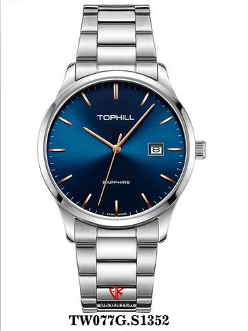 ĐỒNG HỒ TOPHILL TW077G.S1352 Nam, dây và vỏ Thép 316L, máy Quartz, kính Sapphire, chịu nước 3ATM