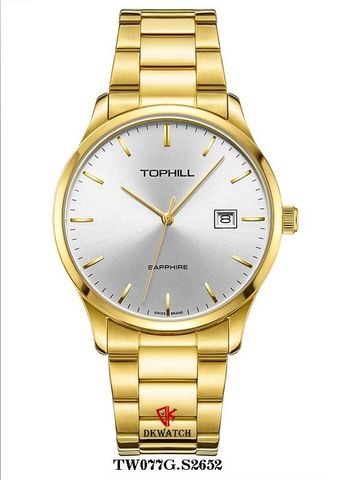 ĐỒNG HỒ TOPHILL TW077G.S2652 Nam, dây và vỏ Thép 316L, máy Quartz, kính Sapphire, chịu nước 3ATM