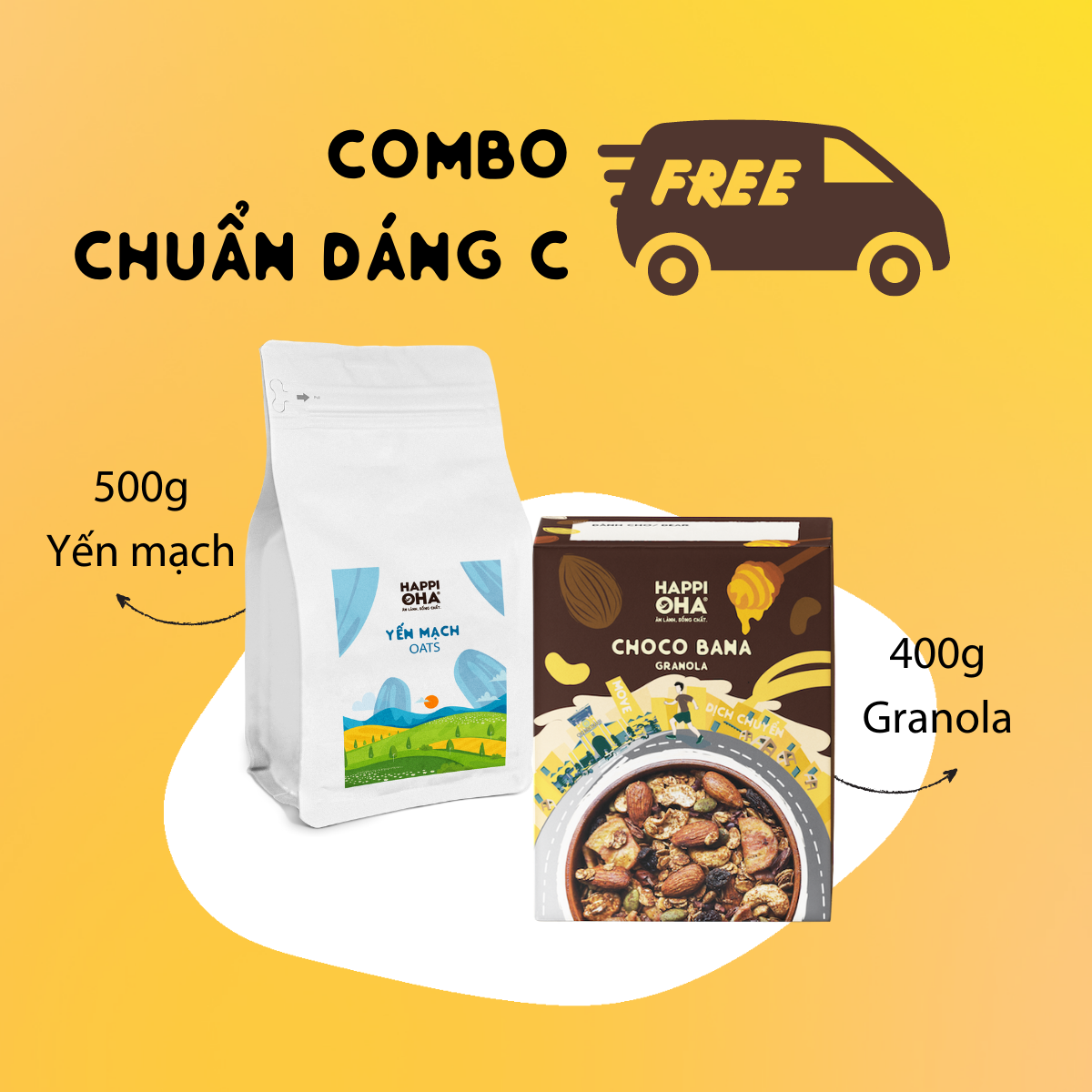 [Combo Chuẩn Dáng] Granola Ăn Kiêng Siêu Hạt - Yến Mạch Ăn Kiêng -  HAPPI OHA