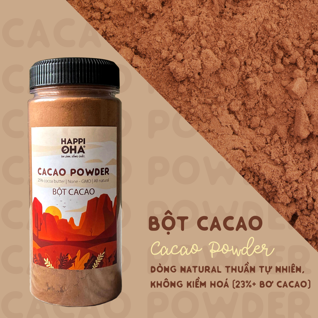 Bột Cacao Hảo Hạng HAPPI OHA - Thuần tự nhiên không kiềm hoá (23%+ bơ)