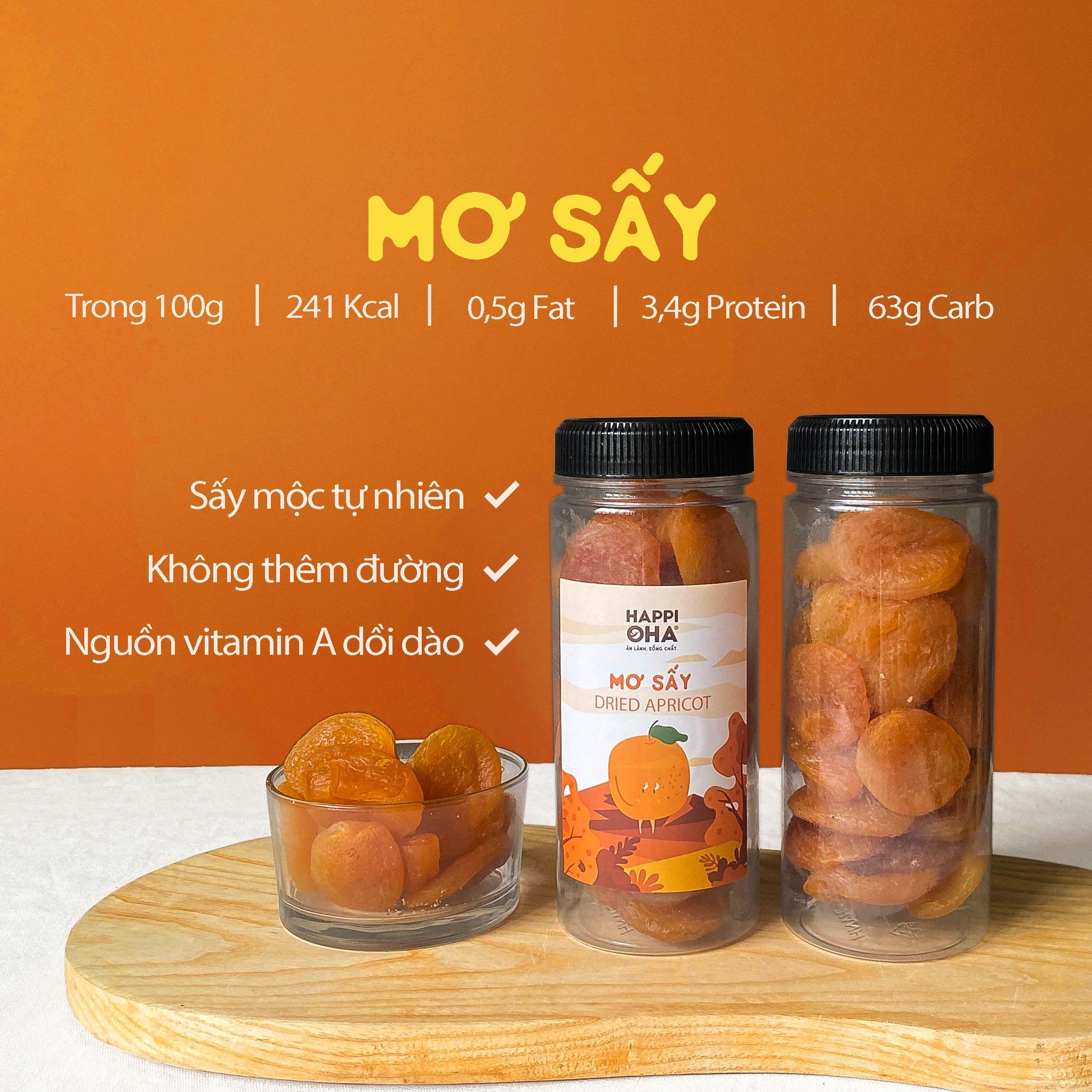 Mơ Sấy Dẻo Không Đường Tinh Luyện HAPPI OHA Healthy Food Eatclean