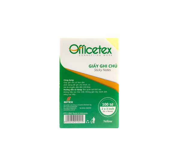 Giấy ghi chú Officetex 3 x 2 màu vàng