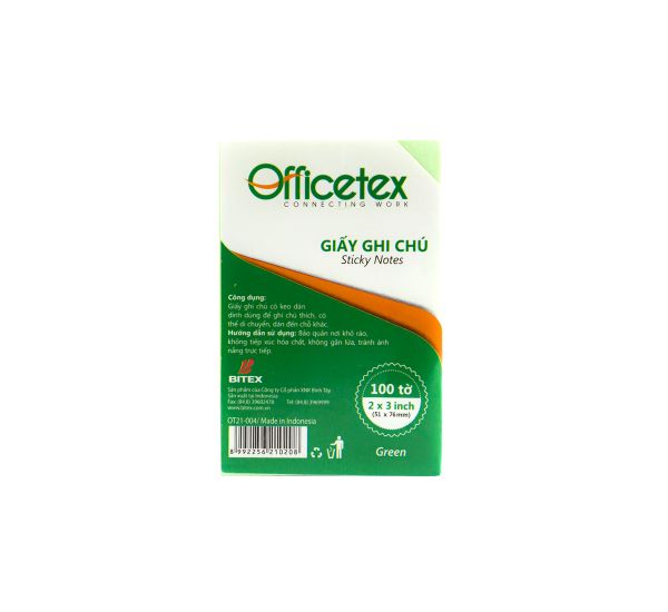 Giấy ghi chú Officetex 3 x 2 màu xanh lá