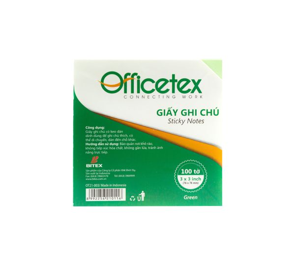 Giấy ghi chú Officetex 3 x 3 màu xanh lá