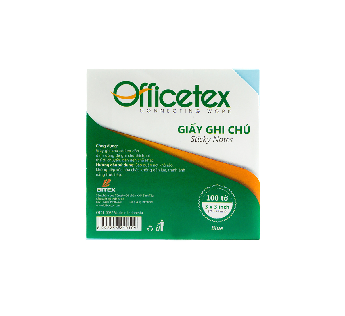 Giấy ghi chú Officetex 3 x 3 màu xanh dương