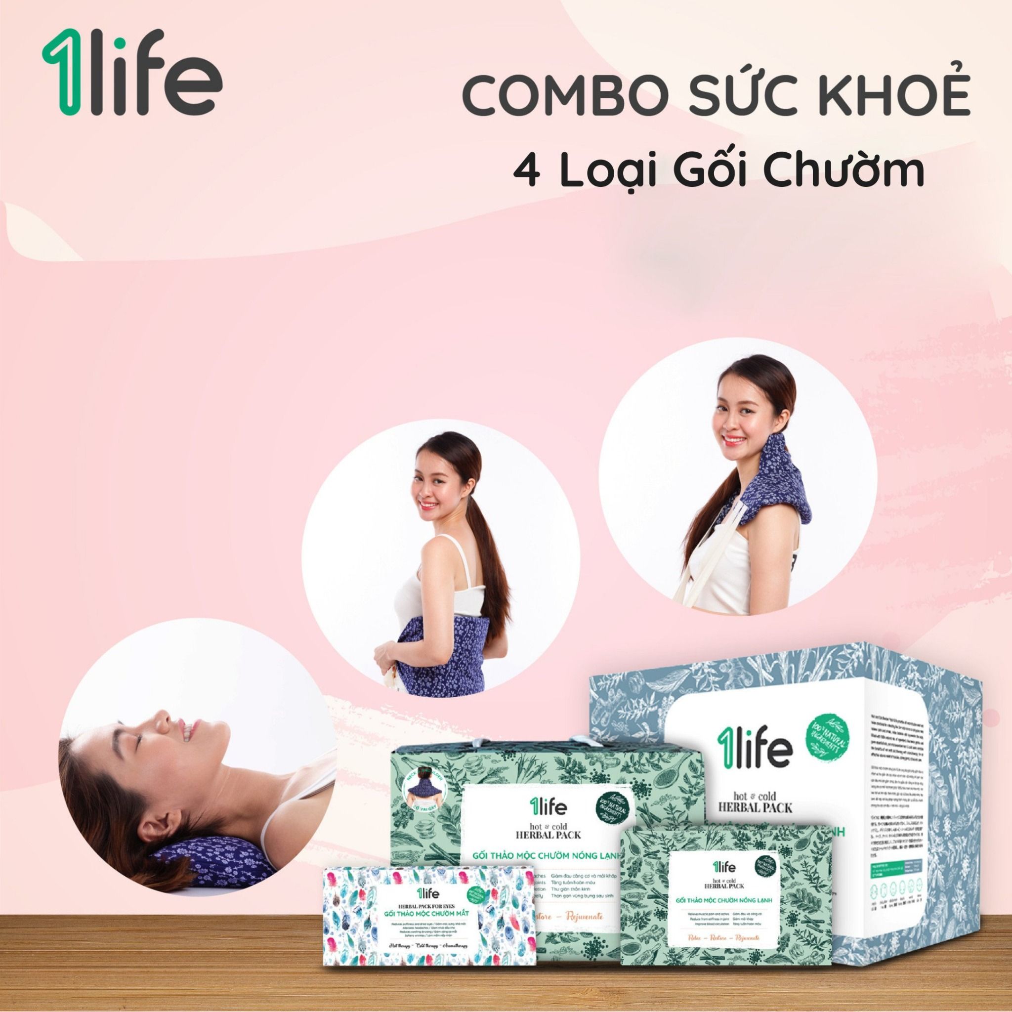  COMBO SỨC KHOẺ: Gối cơ bản, Lưng bụng, Cổ vai gáy, Mắt 