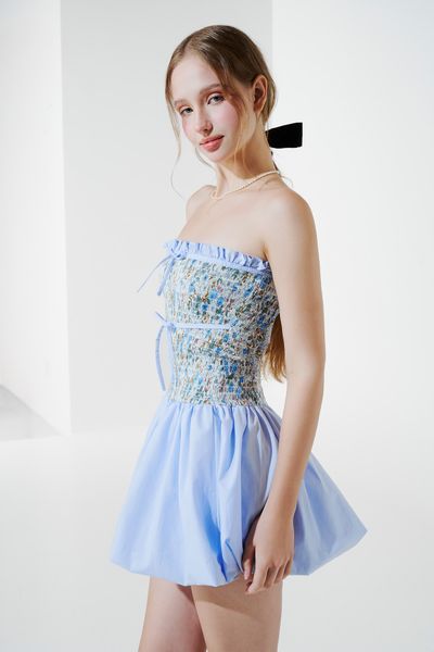  Đầm ống smocking - Xanh biển - D0610 