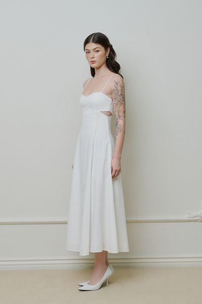  Đầm maxi hai dây cut-out - Trắng - D0659 