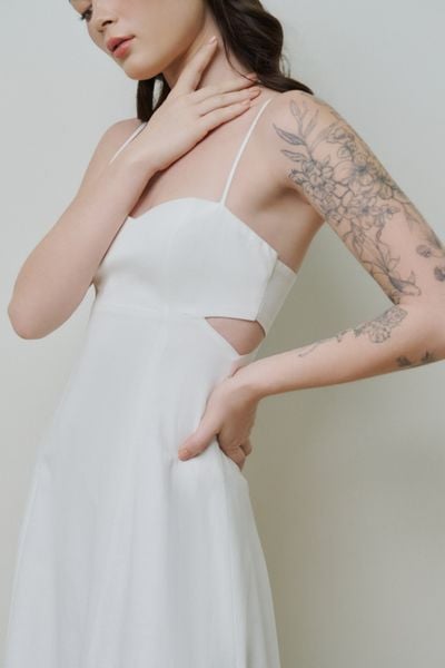  Đầm maxi hai dây cut-out - Trắng - D0659 
