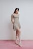 Đầm ngắn vải thun tùng xoè - Nâu - D0684