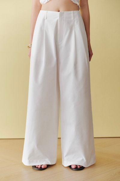  Quần ống rộng xếp ly - Trắng - Q0397 