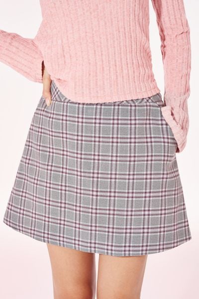  Chân váy A kẻ ô - Xám - S0243 