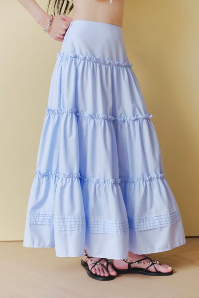  Chân váy Midi nhún tầng - Xanh biển - S0285 