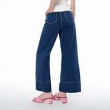  Quần denim ống suông chạy chỉ nổi - Xanh đậm - Q0339 