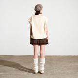  Áo gilet cộc tay phối màu - Beige - T0837 